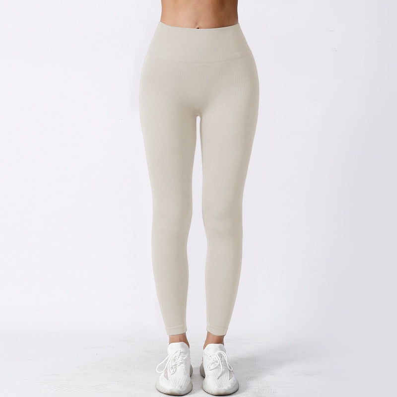 Tight High Elastisk löpsport tråd Yogabyxor med hög midja
