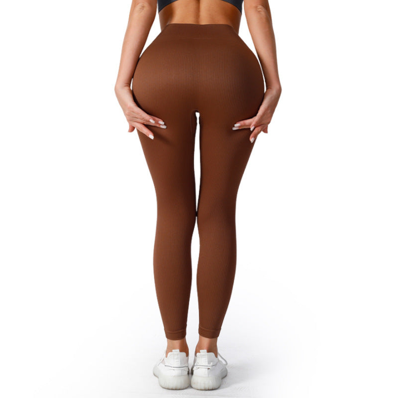Tight High Elastisk löpsport tråd Yogabyxor med hög midja