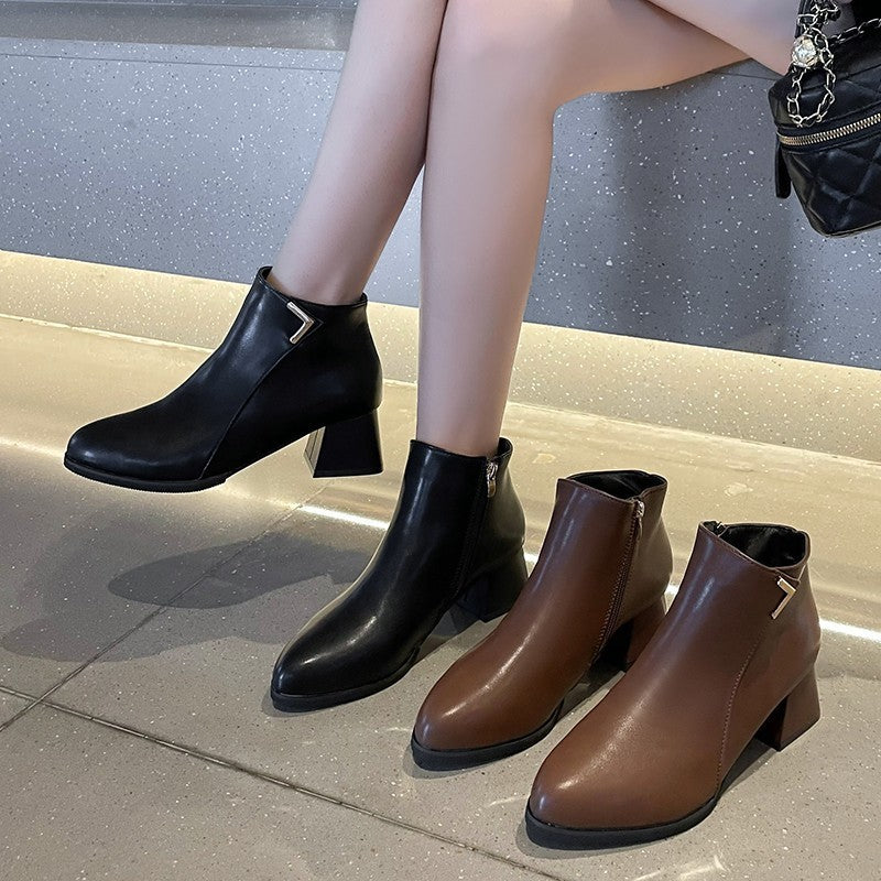 Round Head Chunky Heel Short