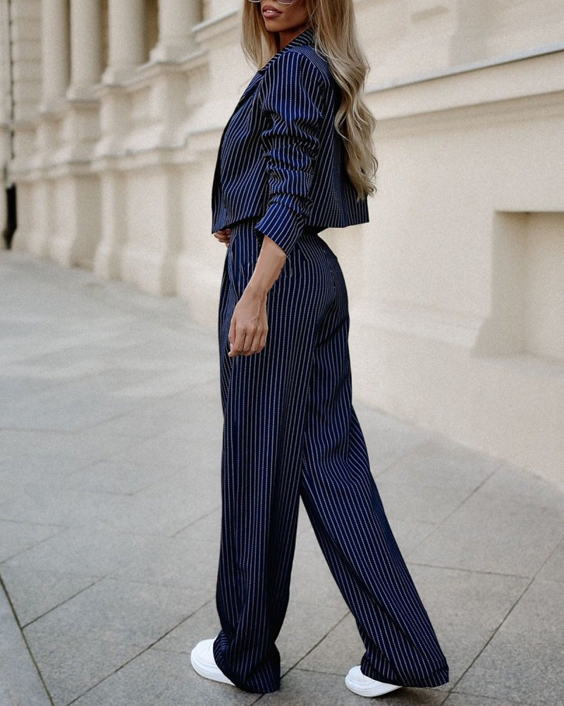 Casual Lapel Long Sleeve Cropped