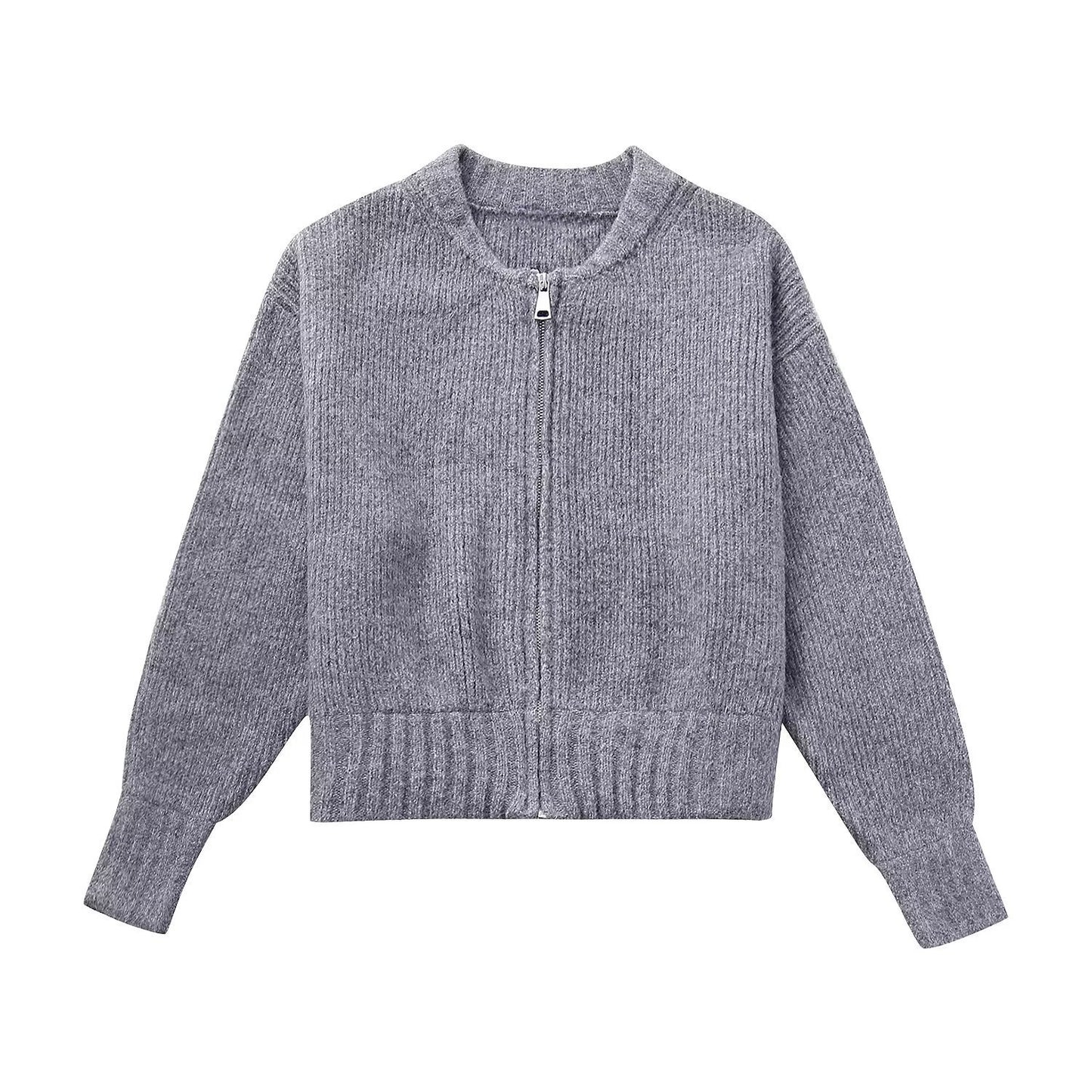 Dragkedja Stickad Jacka Sweater Coat