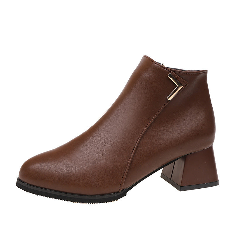 Round Head Chunky Heel Short