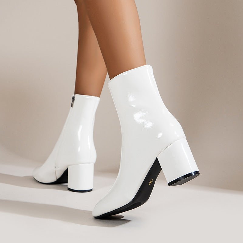Chunky Heel Pointed Toe Boots - Damshop