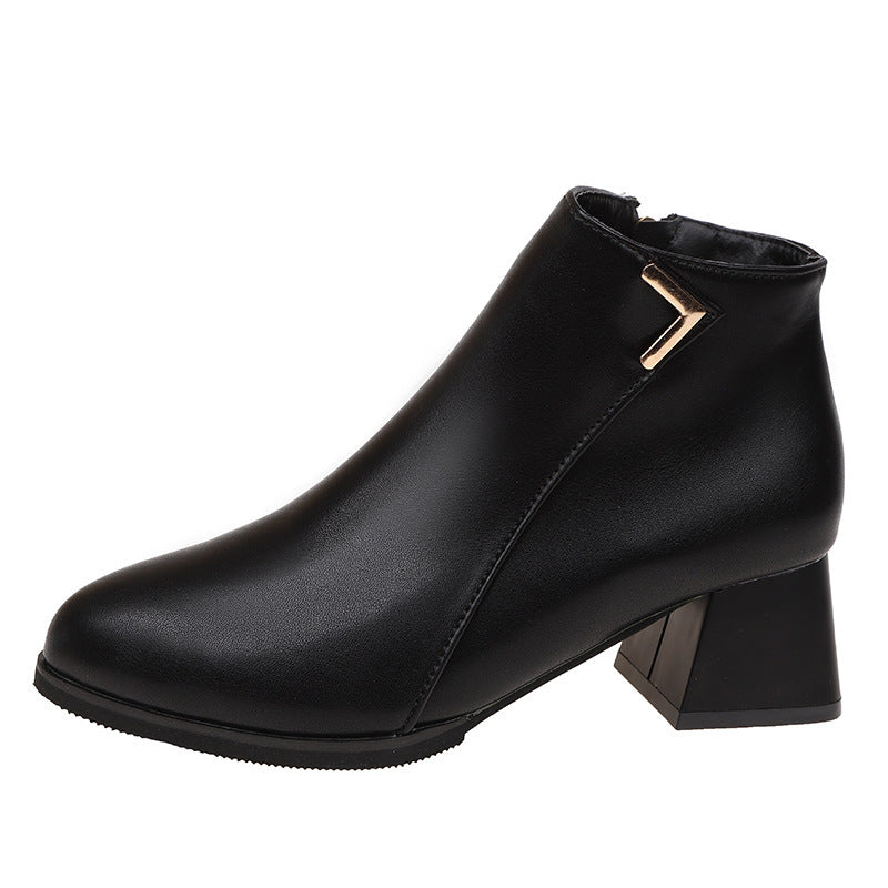 Round Head Chunky Heel Short