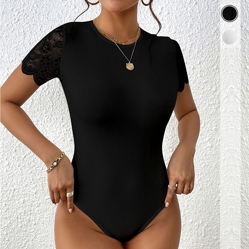 Solid Color Short Sleeve Rompers