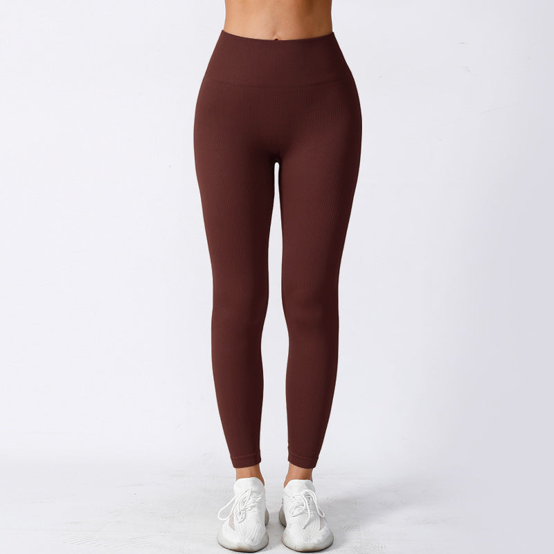 Tight High Elastisk löpsport tråd Yogabyxor med hög midja