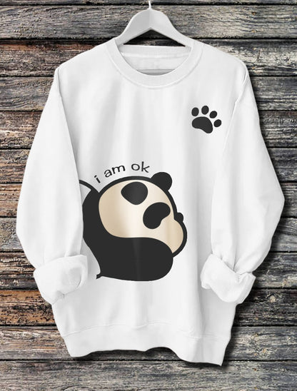 Long Sleeved Panda Print Hoodie