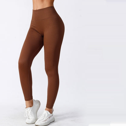 Tight High Elastisk löpsport tråd Yogabyxor med hög midja