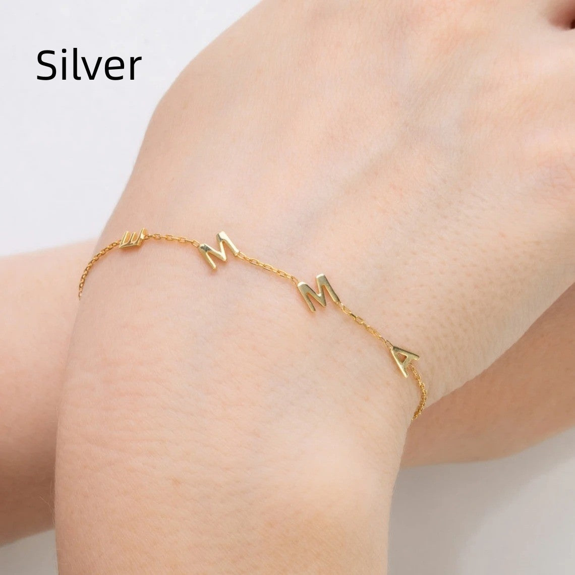 Stainless Steel Gold Color Initials Heart Bracelet Jewelry