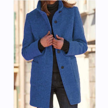 Fashion Stand Collar Woolen Coat