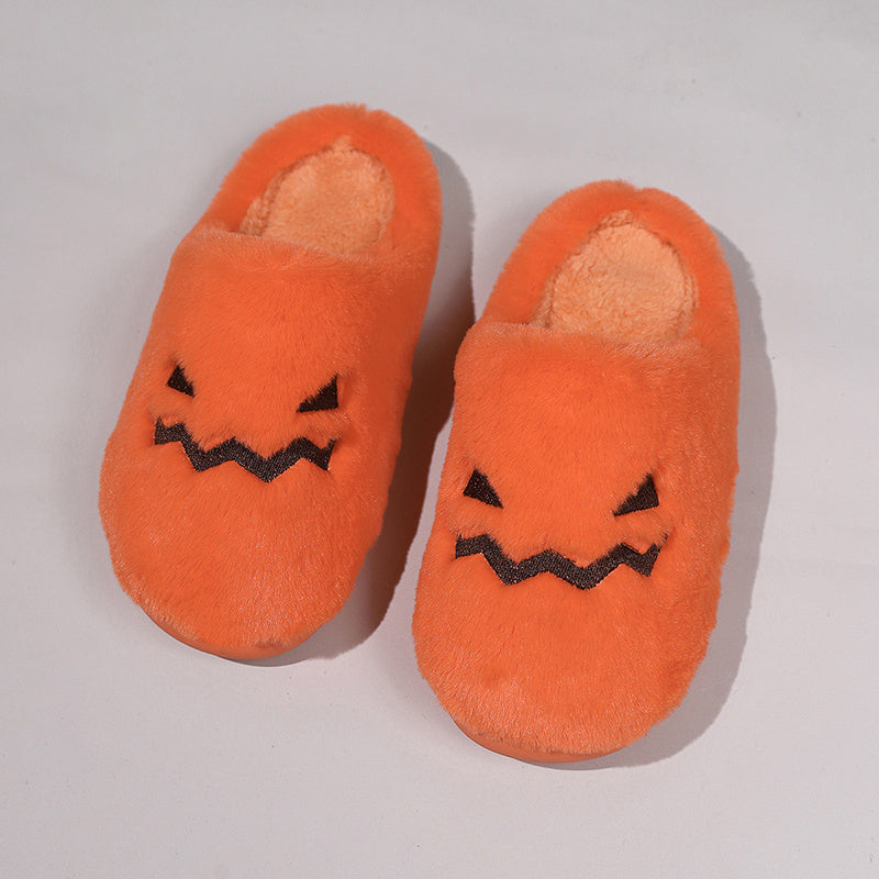 Cute Halloween Pumpkin Slippers Winter Warm Plush