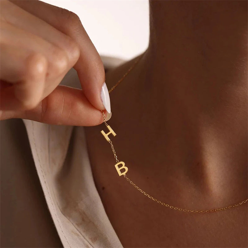 Silver Center Letter Necklace