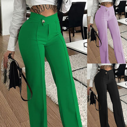 Slim Straight-leg Pants With Buckle