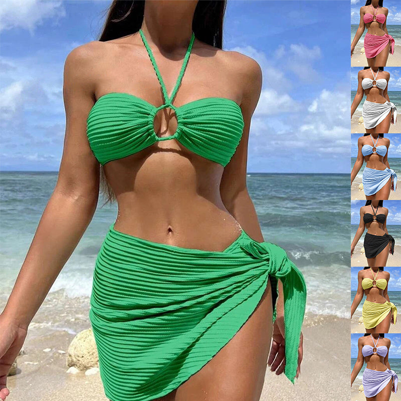 Stripe Swimsuit Bikini Set