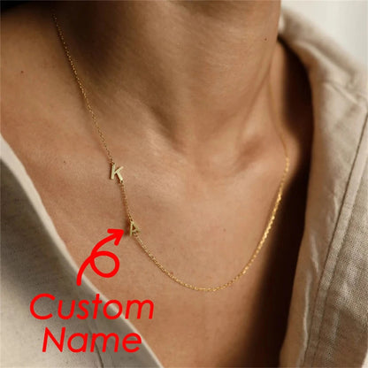 Silver Center Letter Necklace
