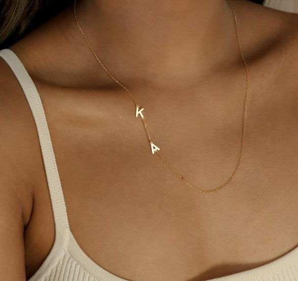 Silver Center Letter Necklace