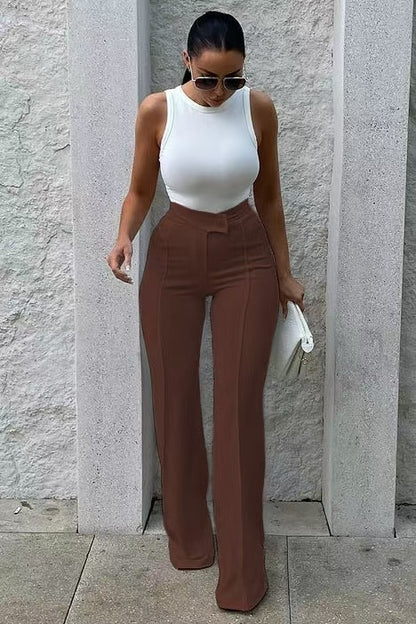 Slim Straight-leg Pants With Buckle