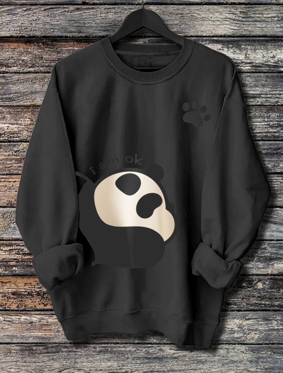 Long Sleeved Panda Print Hoodie