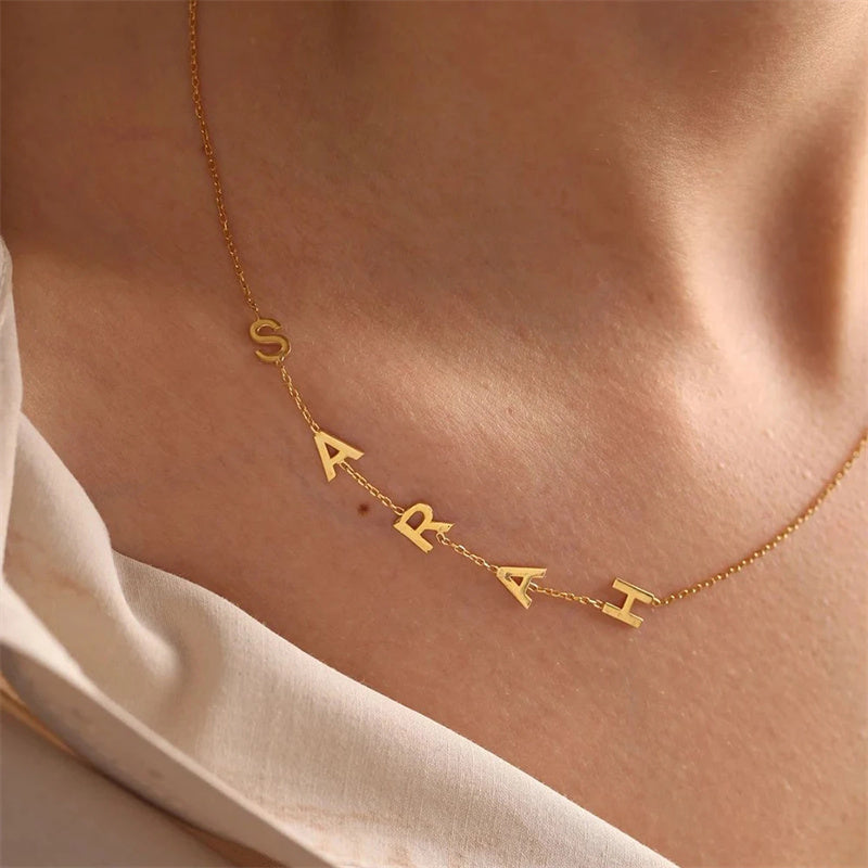 Silver Center Letter Necklace