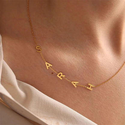 Silver Center Letter Necklace