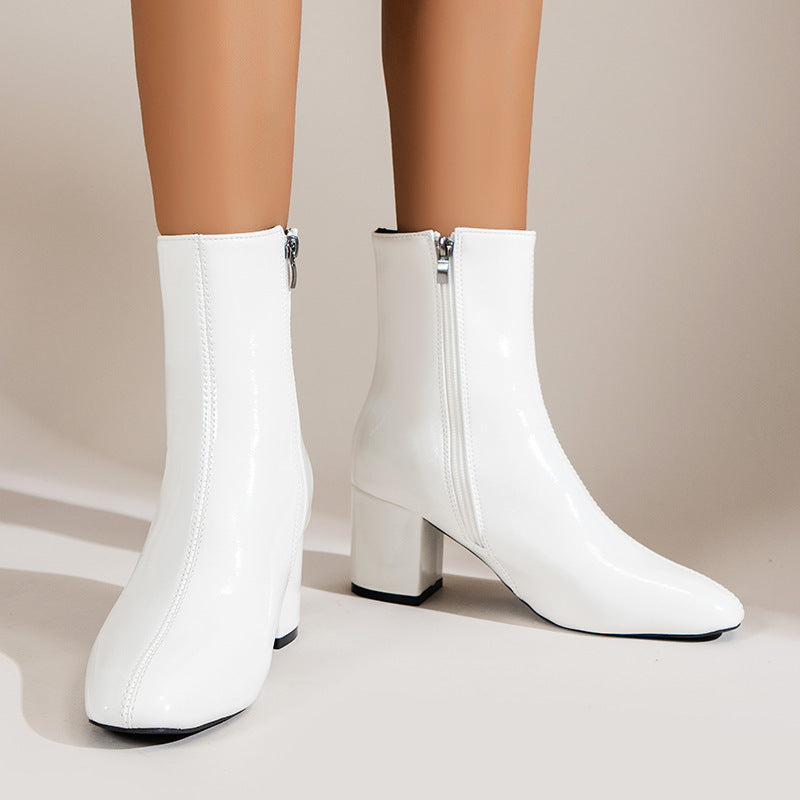 Chunky Heel Pointed Toe Boots