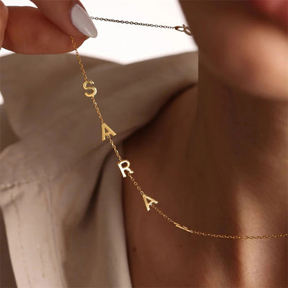 Silver Center Letter Necklace