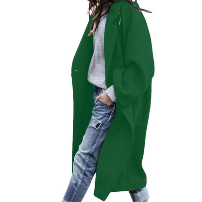 Casual Long Jacket With Pockets Solid Color
