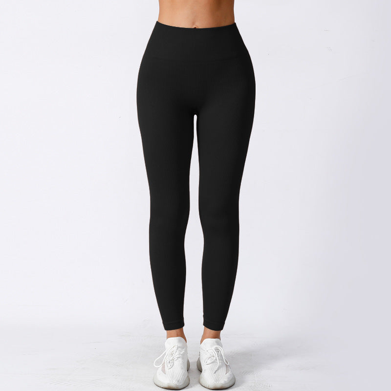 Tight High Elastisk löpsport tråd Yogabyxor med hög midja