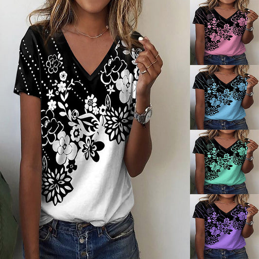 Flower Printed V-neck Short