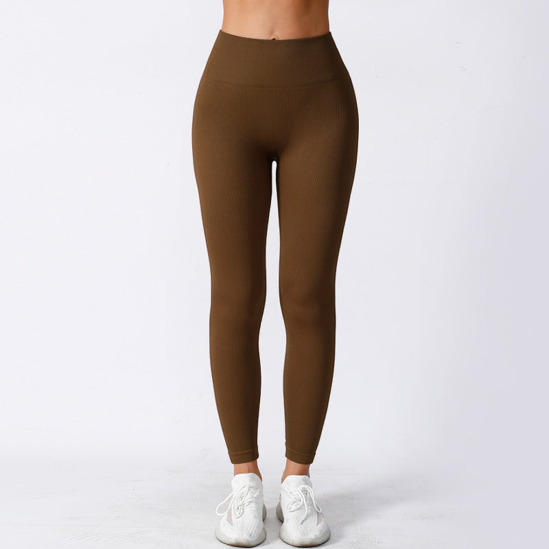 Tight High Elastisk löpsport tråd Yogabyxor med hög midja
