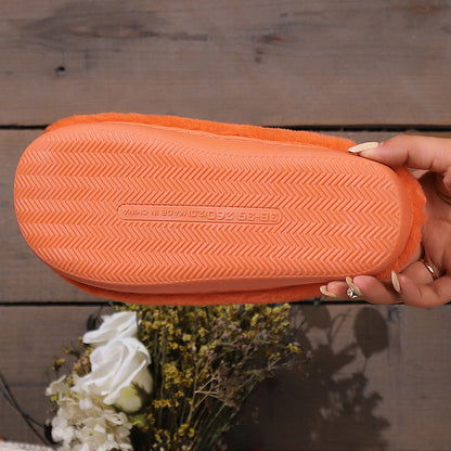 Cute Halloween Pumpkin Slippers Winter Warm Plush