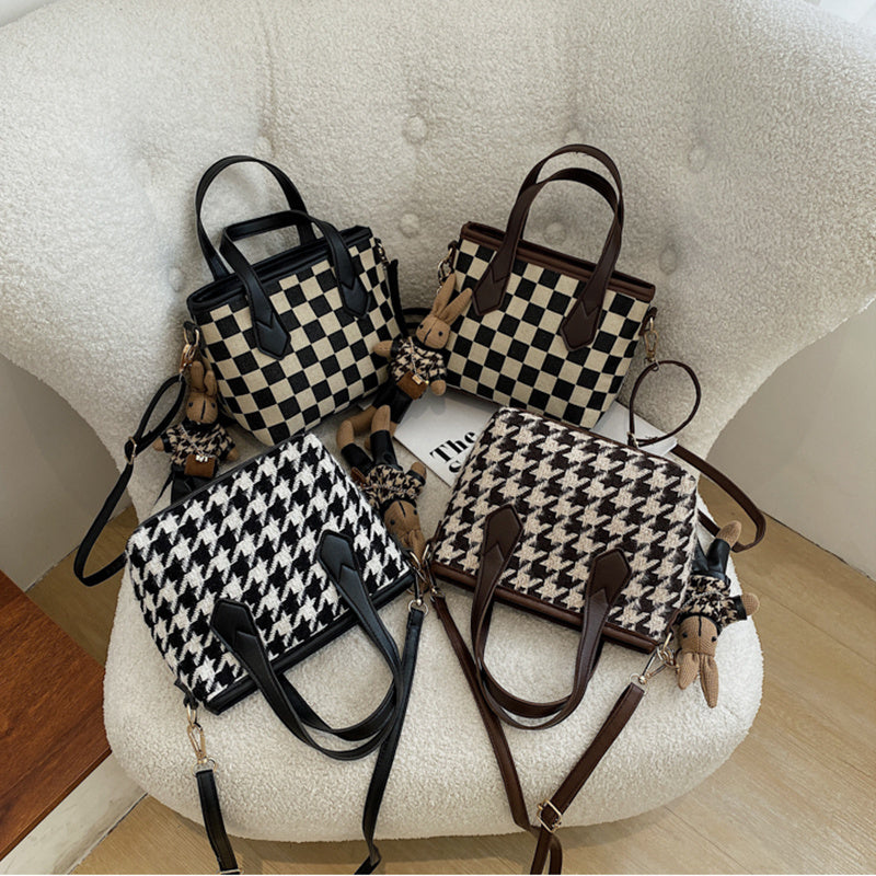 Mode Houndstooth Axelväskor