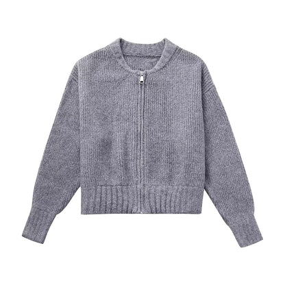 Dragkedja Stickad Jacka Sweater Coat