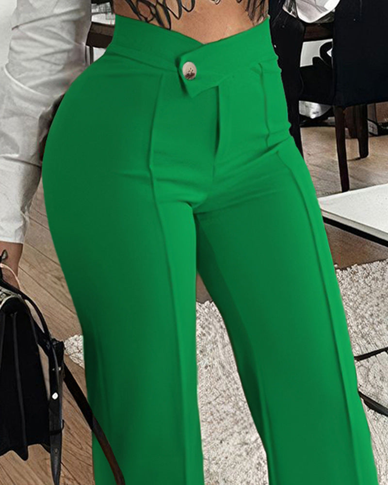 Slim Straight-leg Pants With Buckle