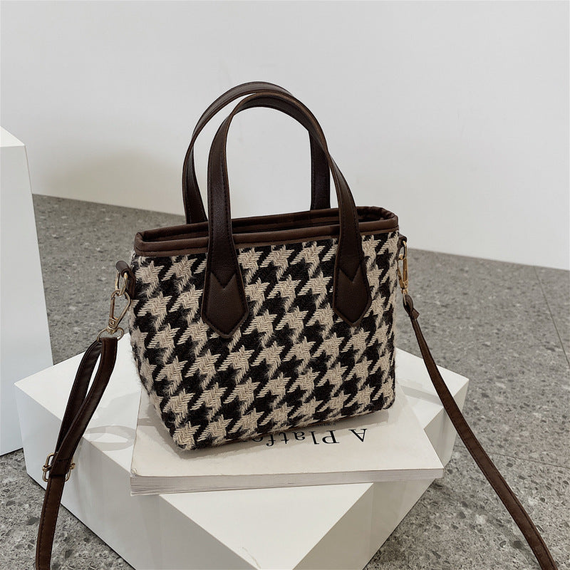 Mode Houndstooth Axelväskor
