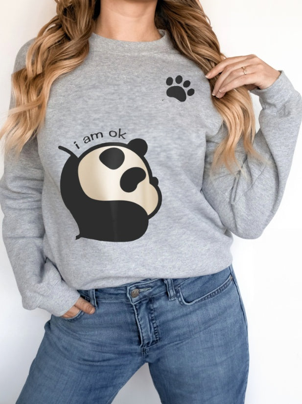 Long Sleeved Panda Print Hoodie