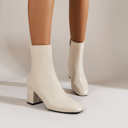 Chunky Heel Pointed Toe Boots - Damshop