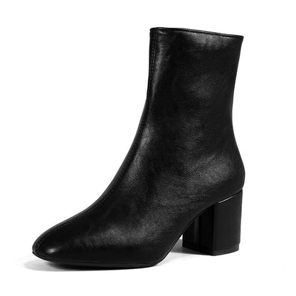 Chunky Heel Pointed Toe Boots - Damshop