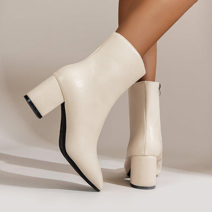 Chunky Heel Pointed Toe Boots - Damshop