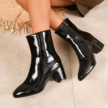 Chunky Heel Pointed Toe Boots - Damshop