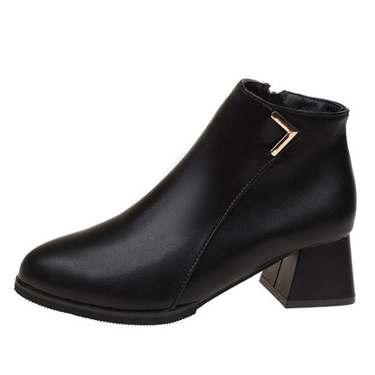 Round Head Chunky Heel Short