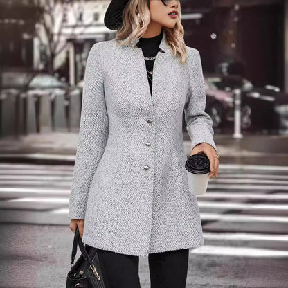 Långärmad trenchcoat-mode med knapp