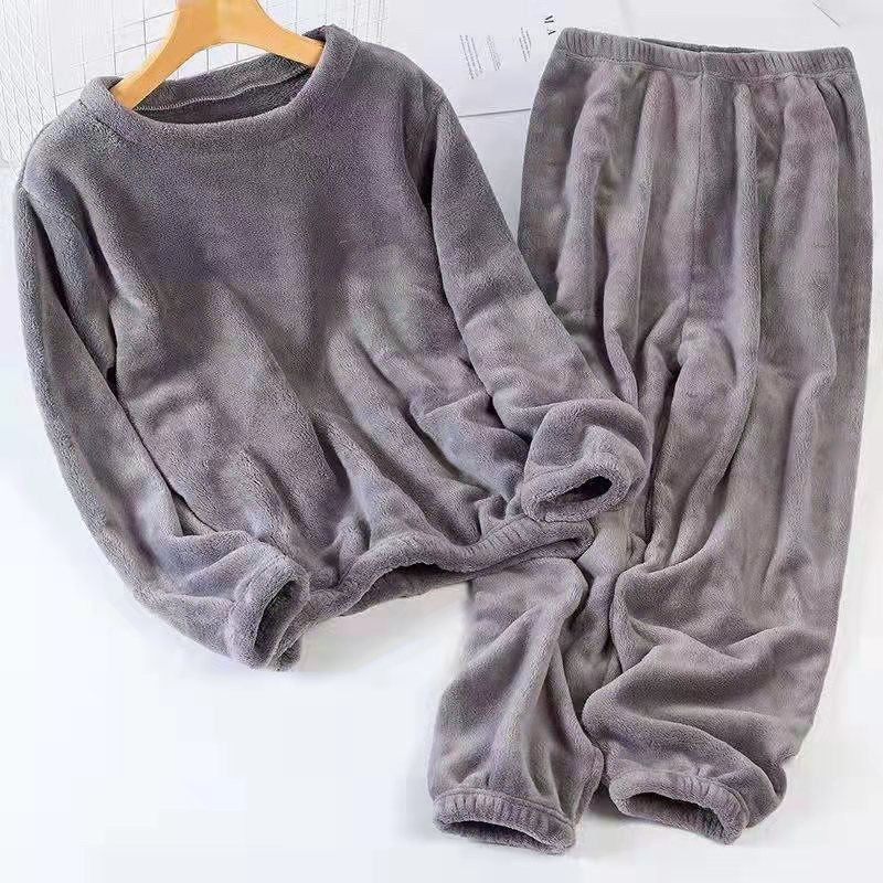 Coral Fleece Lined Padded Pajama Pants Suit