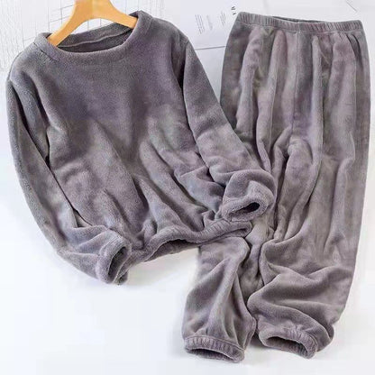 Coral Fleece Lined Padded Pajama Pants Suit