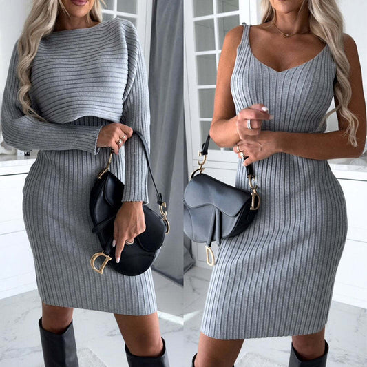 Solid Stripe 2pcs Suit