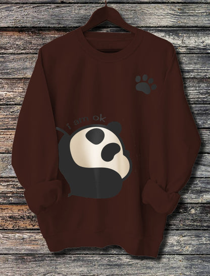 Long Sleeved Panda Print Hoodie