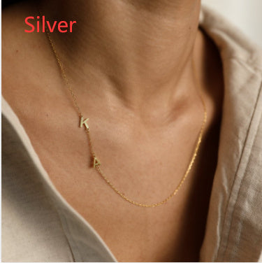 Silver Center Letter Necklace