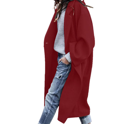 Casual Long Jacket With Pockets Solid Color