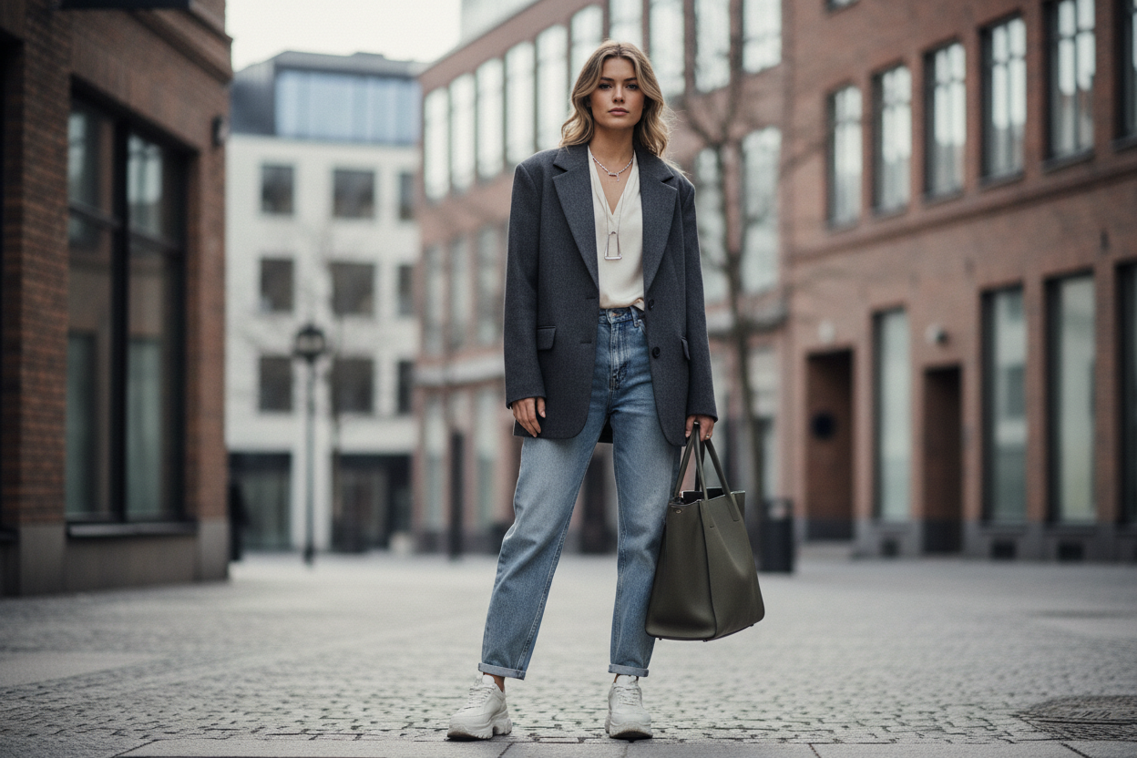 en tjej med jacka från mina jackor produkter