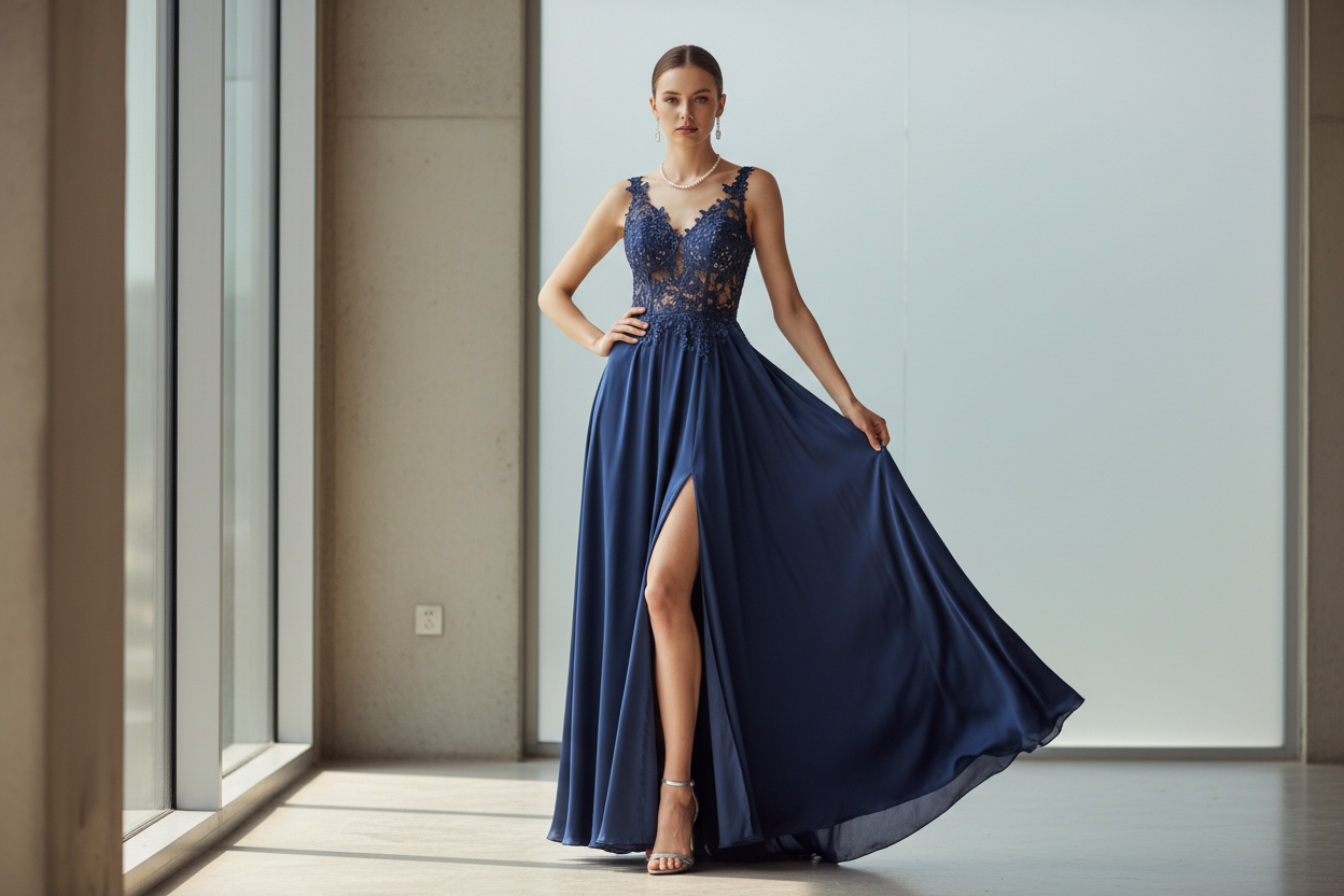 en tjej med mina klänning produkter